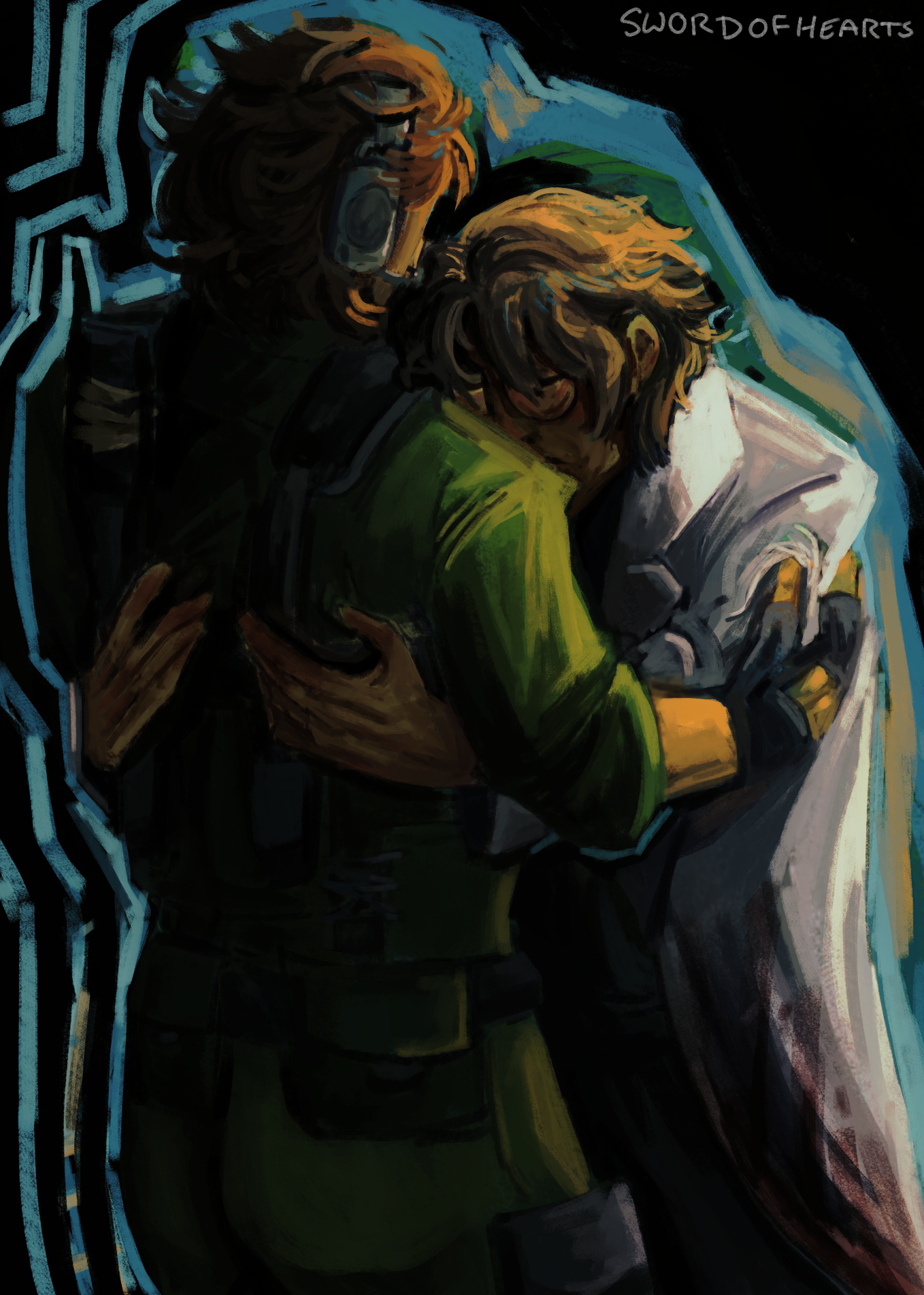 otacon and solid snake hugging